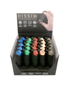 Dissim Slim Single Torch Lighter in Display Box of 25 Mixed Colors